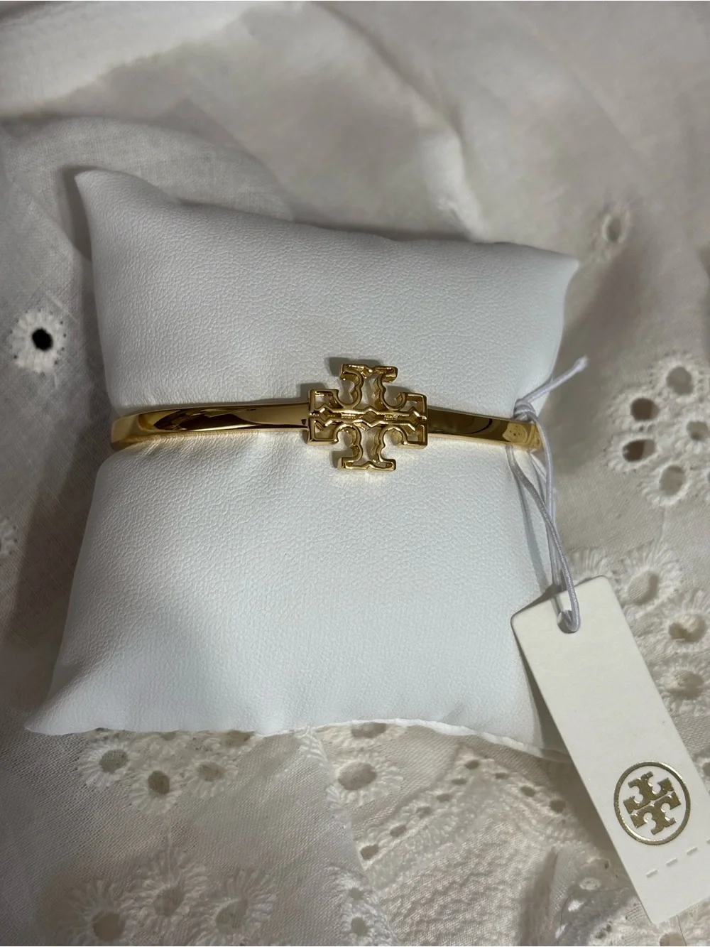 Tory Burch Gold Double-T Slim Bangle Bracelet
